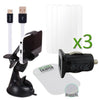 Driver Essential Bundle Pack (Car Charger, Car Holder, MicroUSB Cable, Anti-Slipmat, 3pcs. Screen Protector)