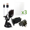 Travel Bundle Pack (Car Charger, Car Holder, Travel Adapter, USB Power Plug with Cable, 3pcs. Screen Protector)